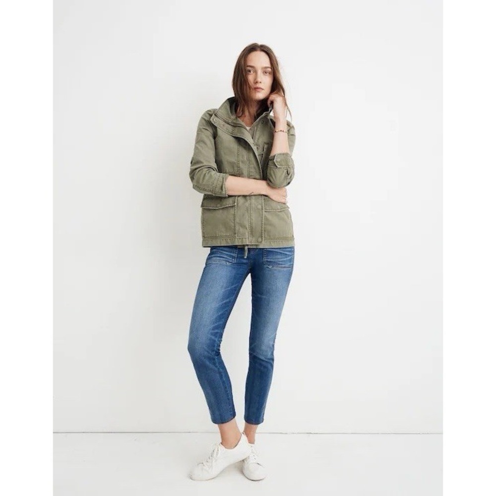 Madewell Passage Utility Jacket Women's Size Small Army Green Full Zip Pockets - Picture 2 of 12